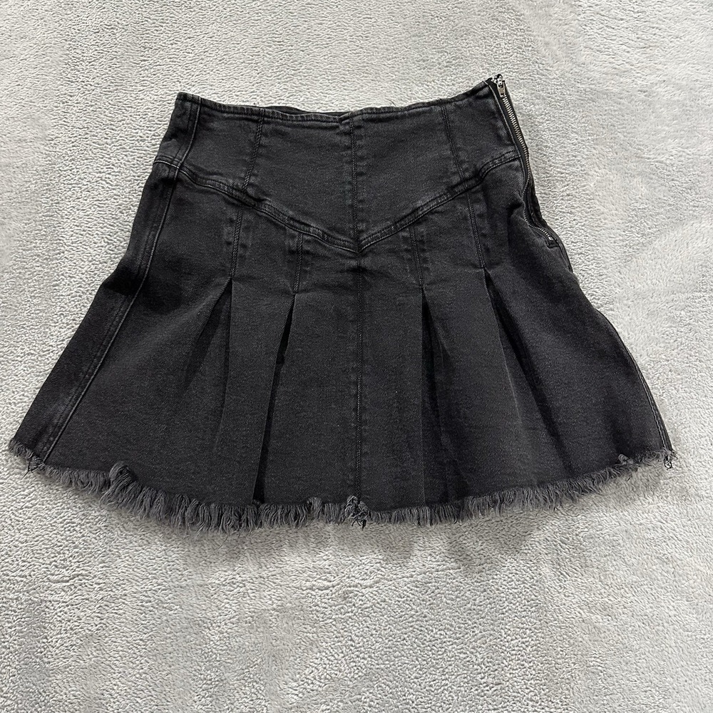 GB Mini Skirt Women Small Black Denim Y2K Vintage High Waist